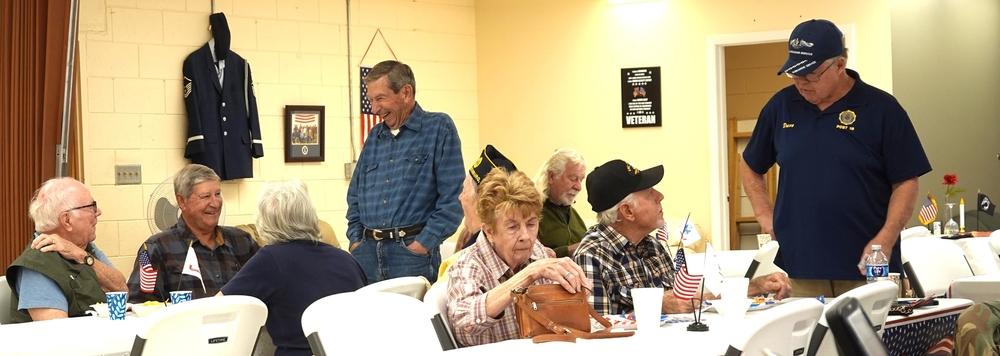 Elderly veterans socializing in senior housing community in Detroit, MI